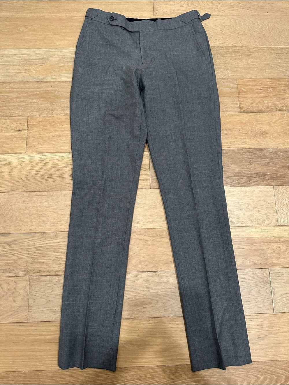 Spier & Mackay Dress Pants Mens 32x34 Grey 100% Wool Slim Waist Adjuster